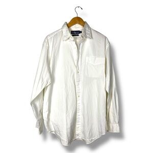 VTG Ralph Lauren YARMOUTH 100% Cotton Pinpoint Oxford Button Down White 16 34/35